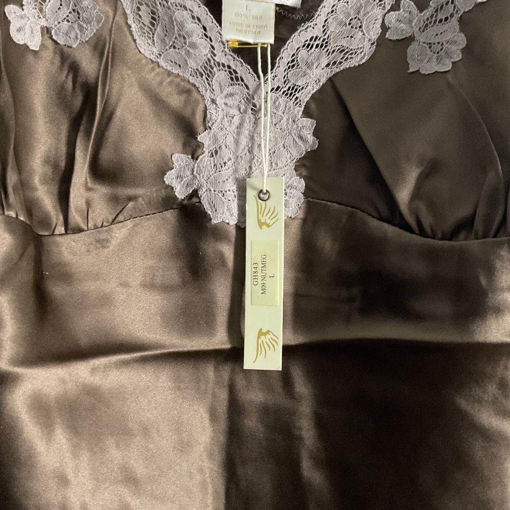 Gold Hawk Silk Satin Camisole Brown Size Large - Picture 3 of 3
